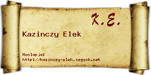 Kazinczy Elek névjegykártya